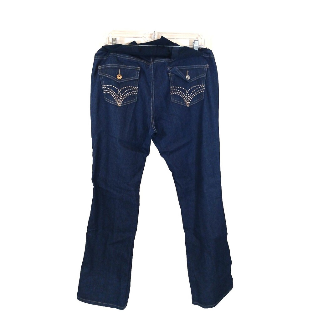 Y0059. Maternity Jeans Bootcut Dark Blue Prenatal Future Mom Denim Maternity XL - Picture 7 of 9
